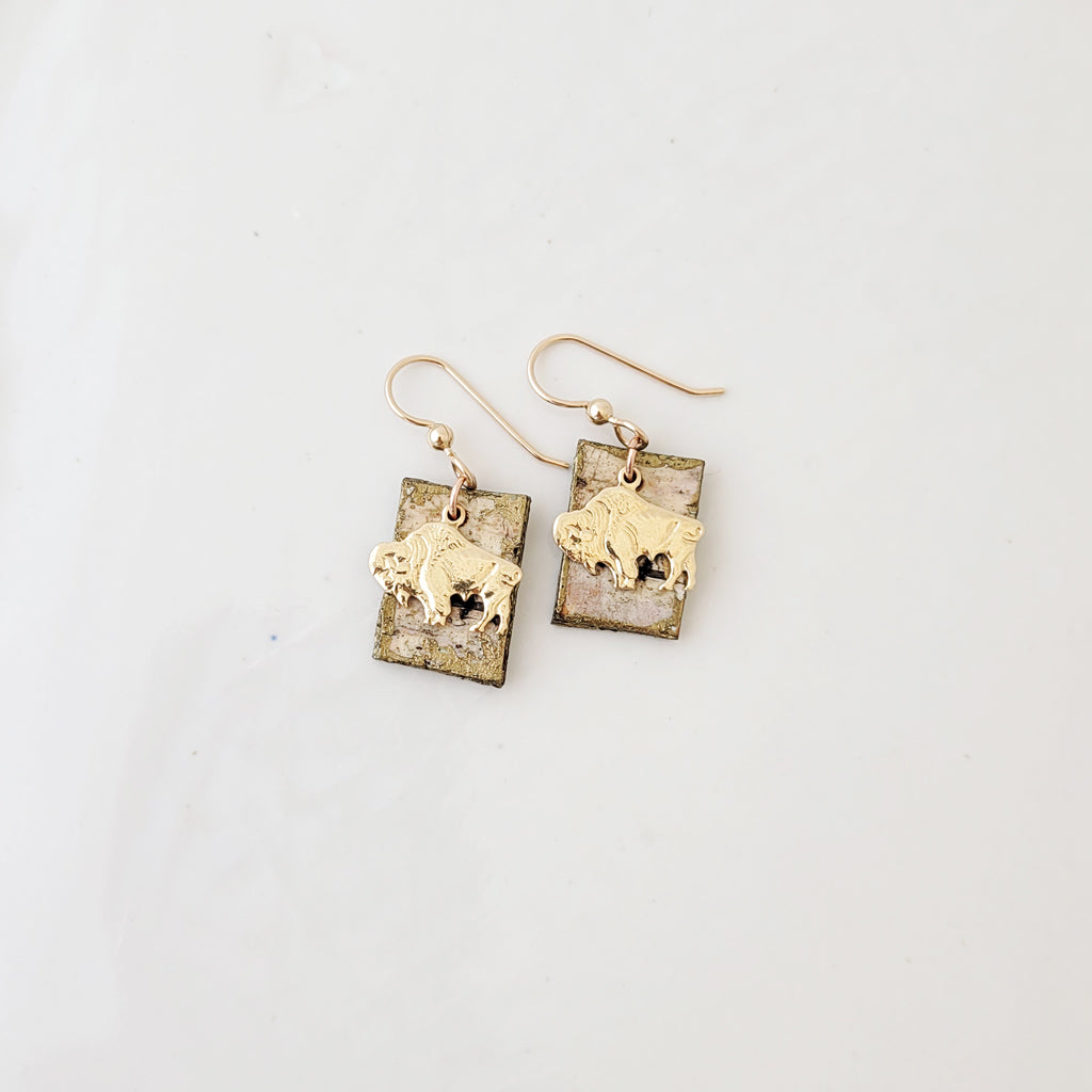 Birch Bark and Bison I - Earrings