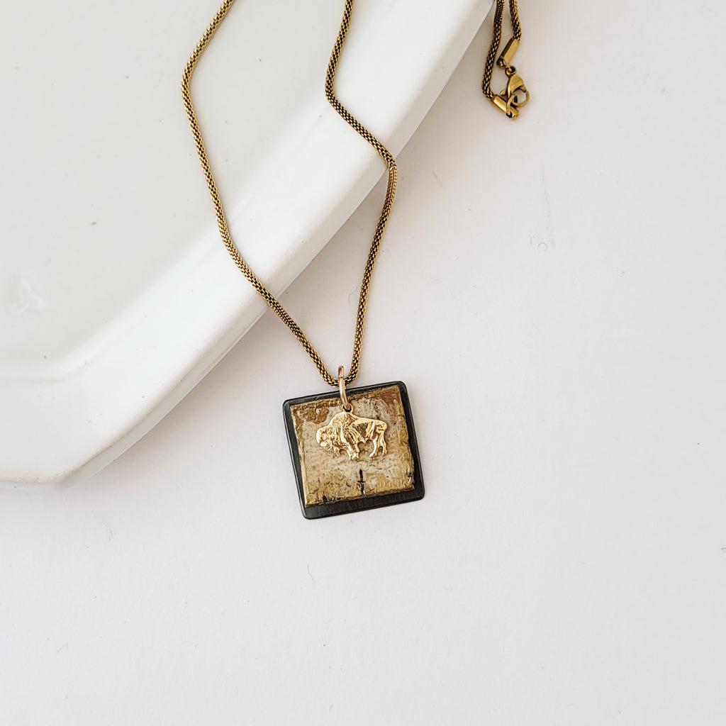 Birch Bark and Bison II - Necklace