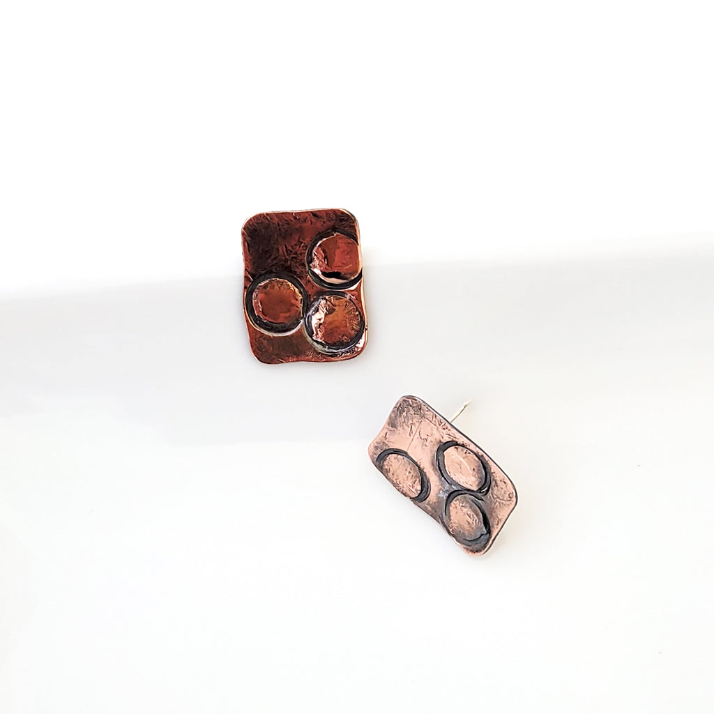 Circle Art in Copper - Post Earrings