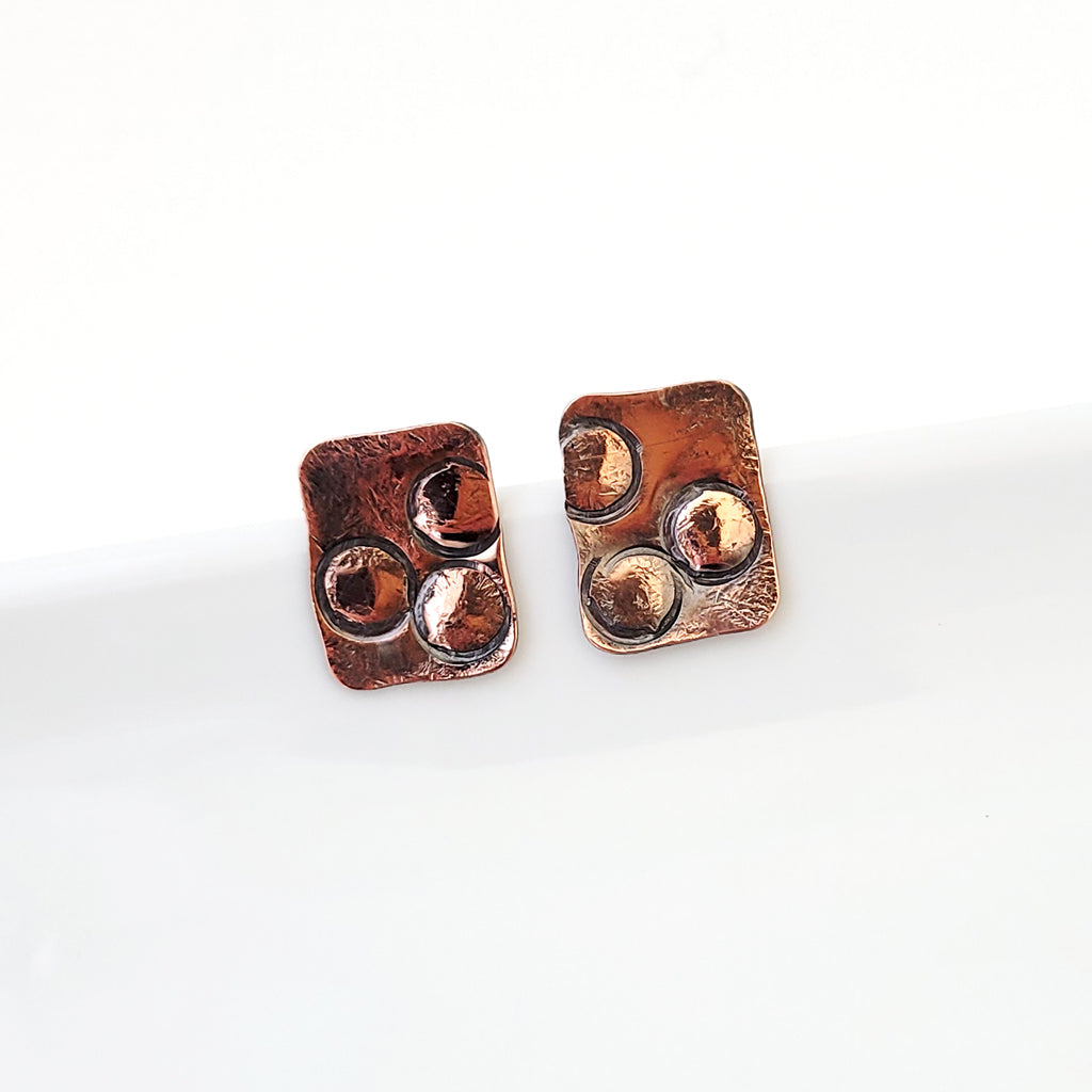 Circle Art in Copper - Post Earrings
