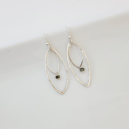 Double Leaf in Sterling with Labradorite - Earrings