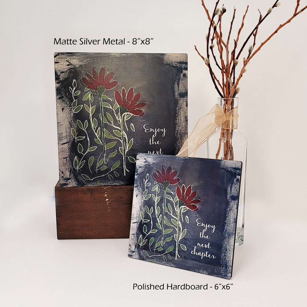Enjoy the Next Chapter - Art Panels in Matte Silver Metal