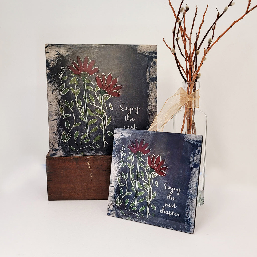 Enjoy the Next Chapter - Art Panels in Matte Silver Metal