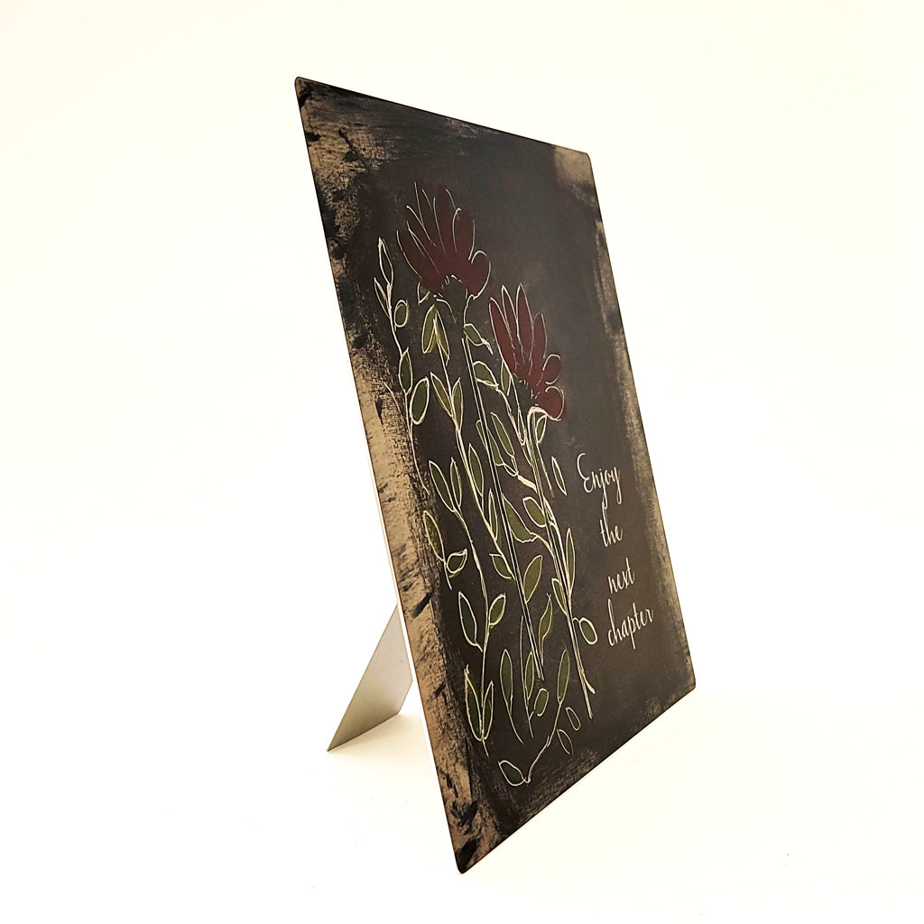 Enjoy the Next Chapter - Art Panels in Matte Silver Metal