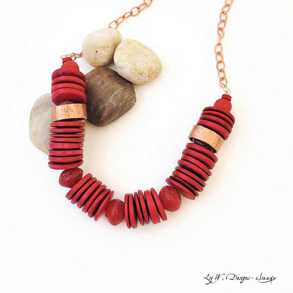 Color Stories in Reds I - One of a Kind Beaded Necklace