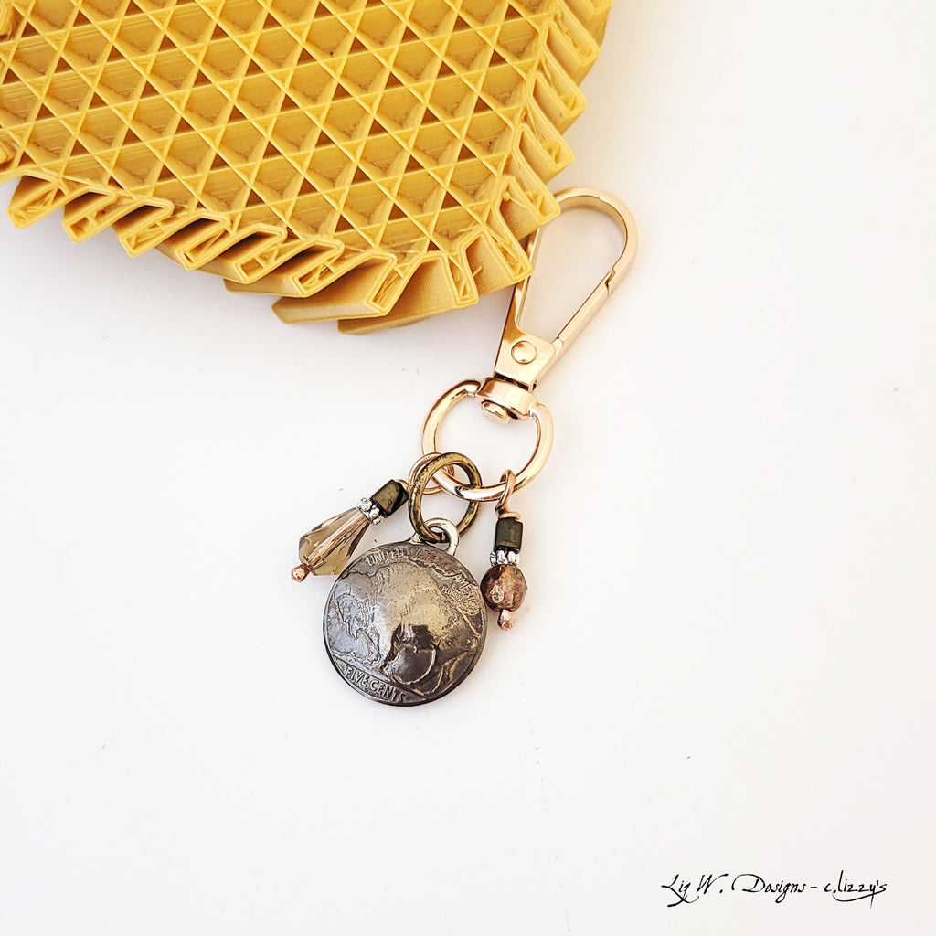Floating Bison 4 - Handmade Purse Charm-Keychain