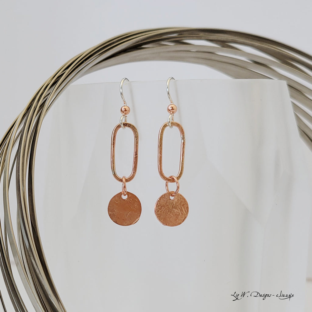Paperclip Circle - Small Drop in Copper - Earrings