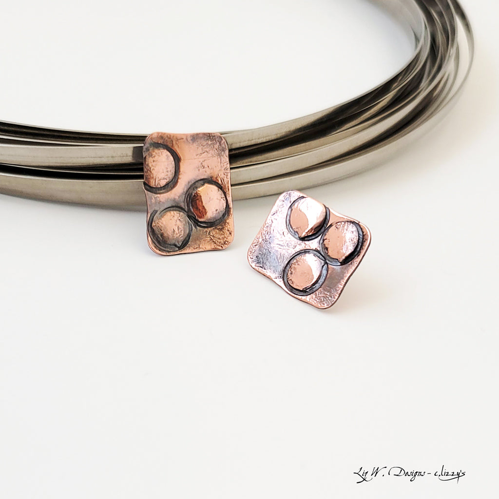 Circle Art in Copper - Post Earrings