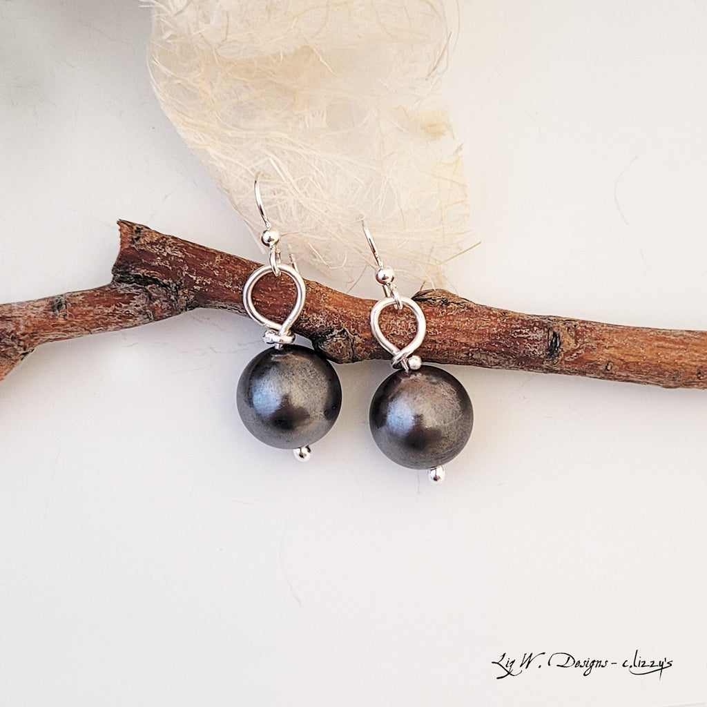 Charcoal Disco Ball Drop - Earrings