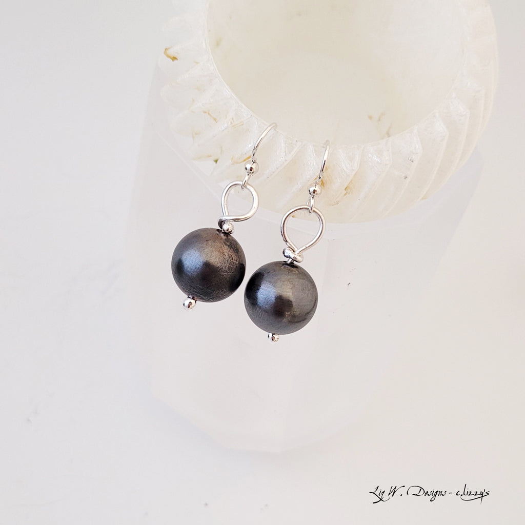 Charcoal Disco Ball Drop - Earrings