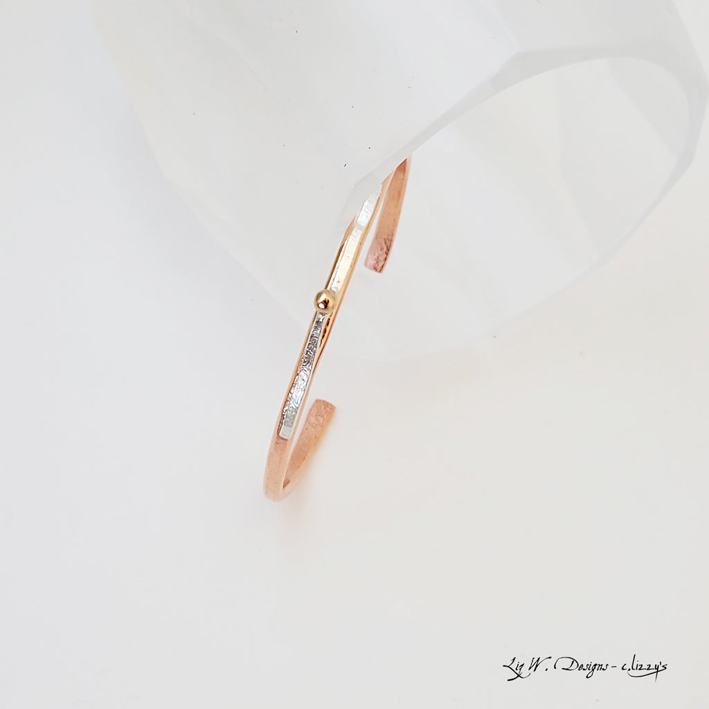 Bronze at Center - Copper, Sterling and Bronze Bracelet