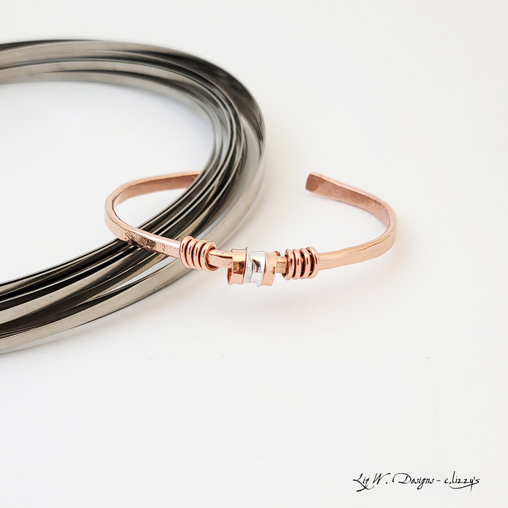 Sterling and Copper Rolls - Copper Bracelet