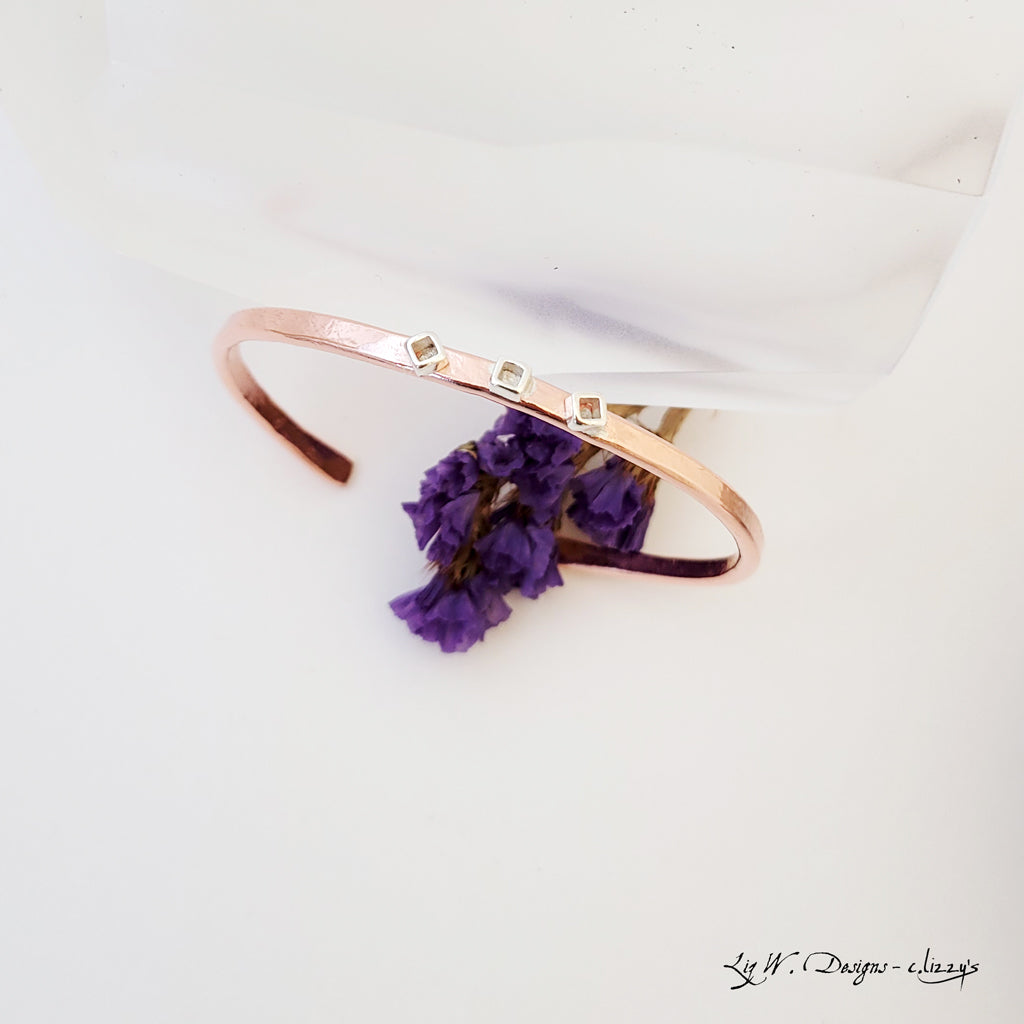 Square Dance - Copper and Sterling Bracelet