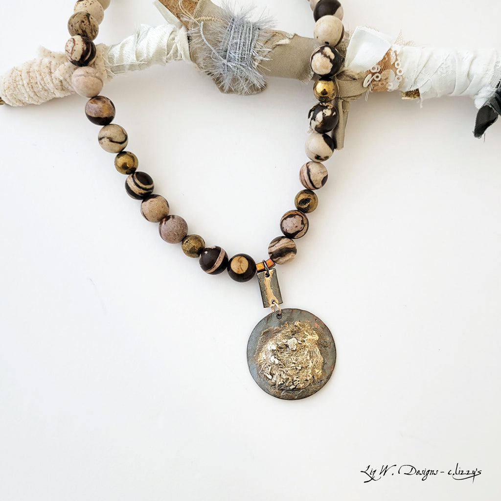 Mocha Zebra Medallion - One of a Kind - Necklace