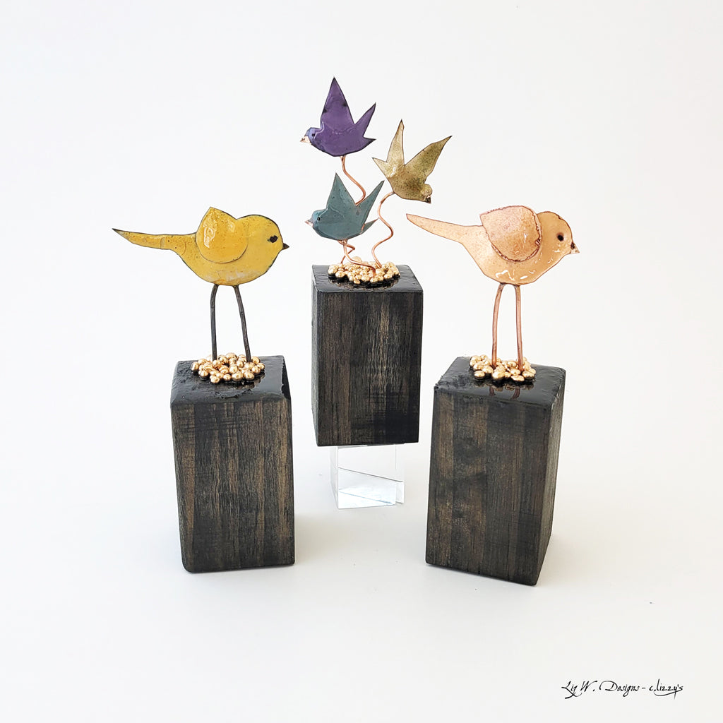 Mini Yellow Birdie - Wood Base