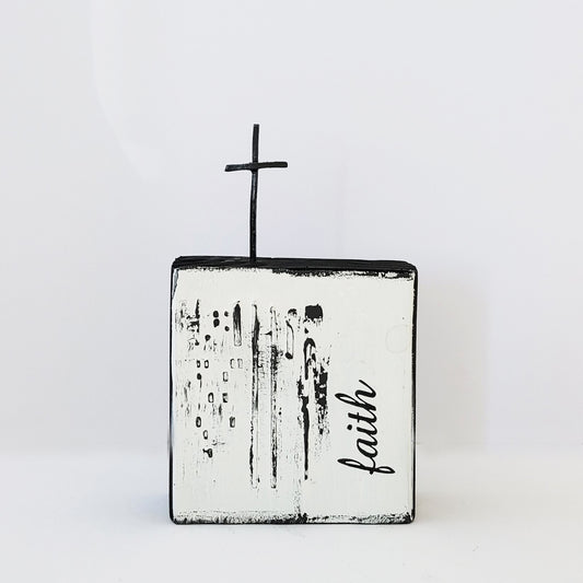 Faith with Charcoal Cross - Art Block