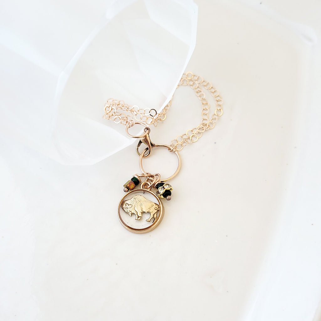 Floating Bison - Handmade Bronze and Brass Bracelet