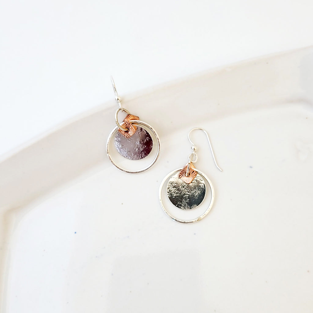 Floating Sterling Discs - Handmade Sterling Silver Earrings