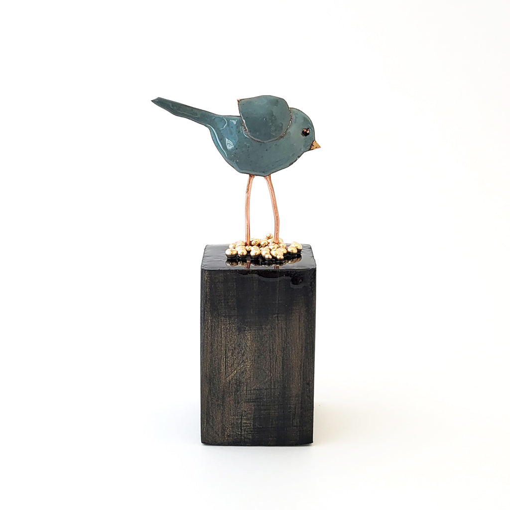 Mini Powder Blue Birdie - Wood Base