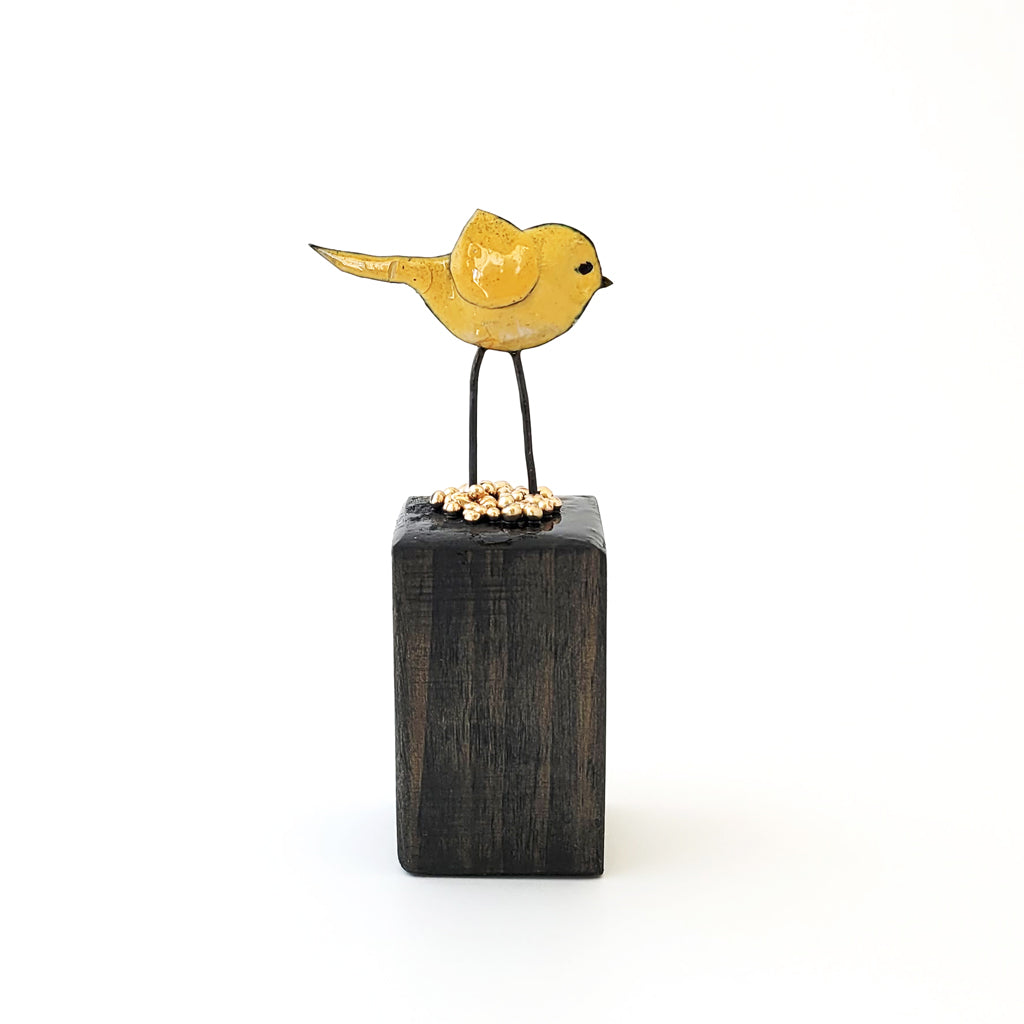 Mini Yellow Birdie - Wood Base