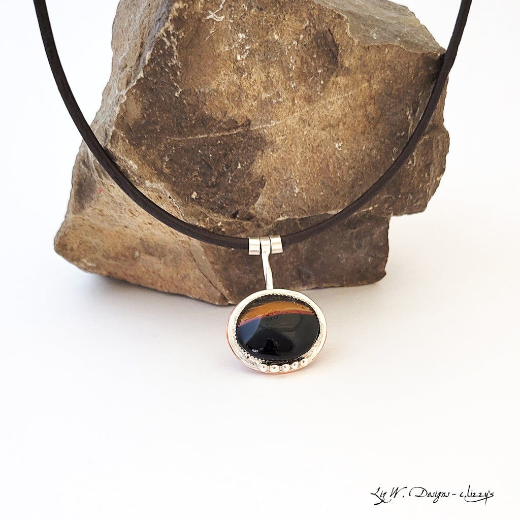 Montana Sunset - One of a Kind Copper & Sterling Bezel Set Necklace