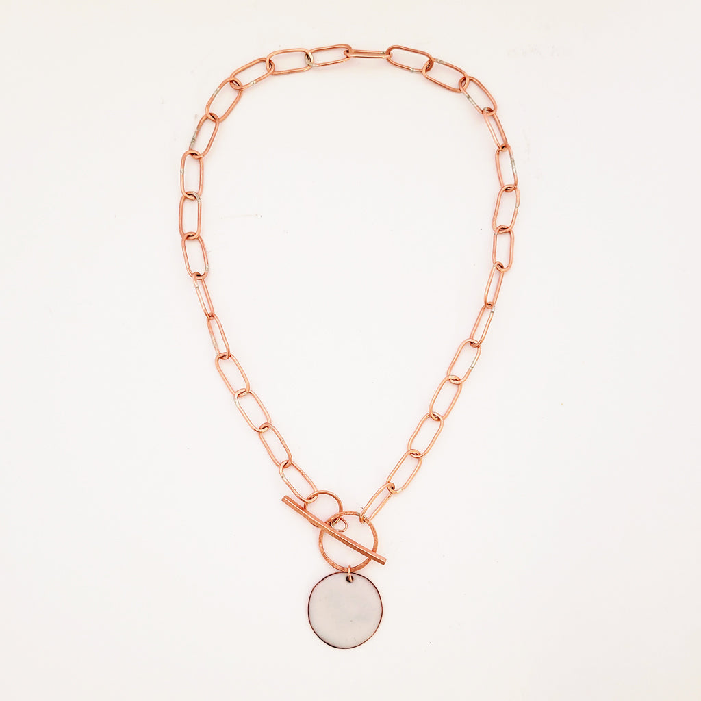 Paperclip Circle in Matte White - Necklace