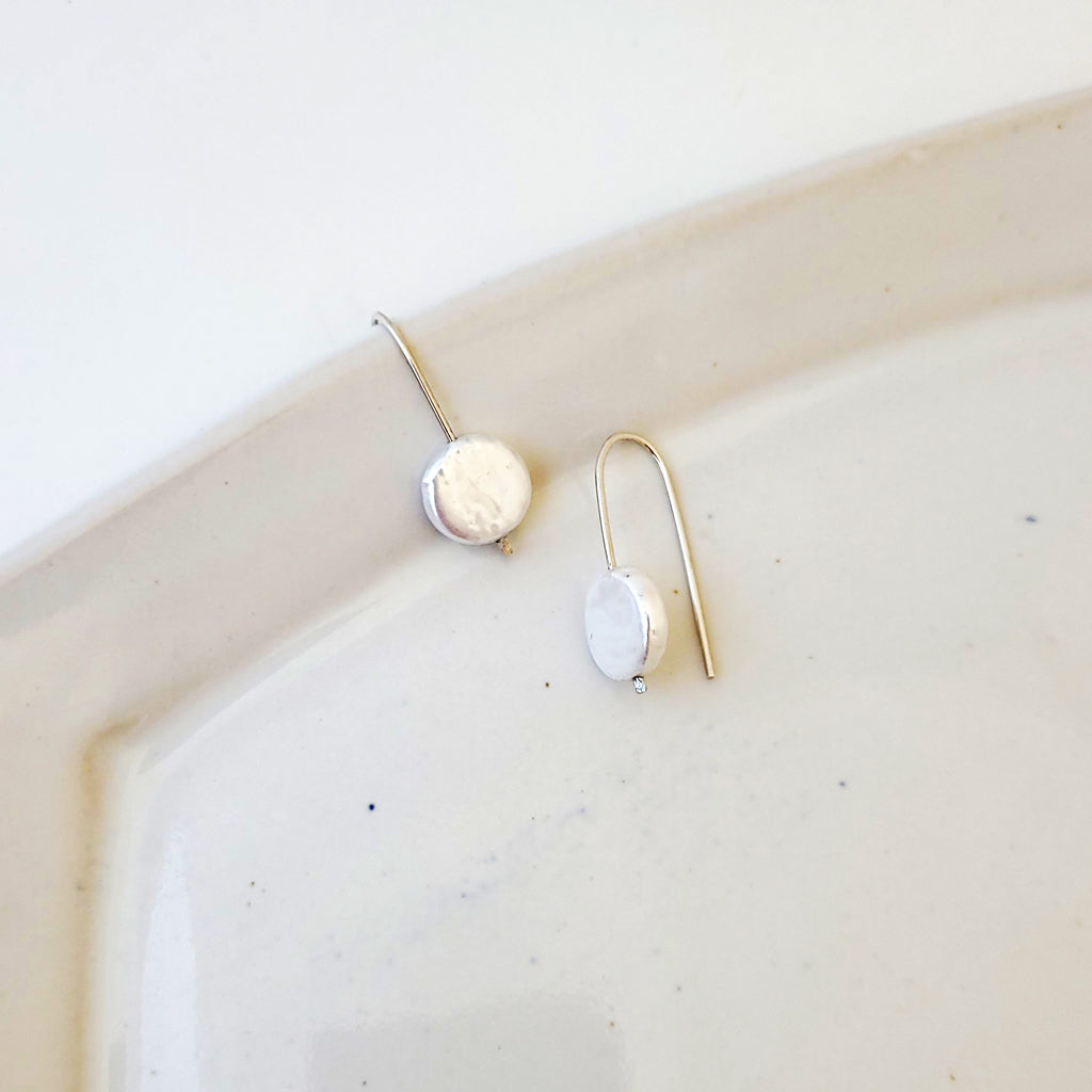 Pearly Pancakes - Handmade Sterling and Freshwater Pearl Earrings