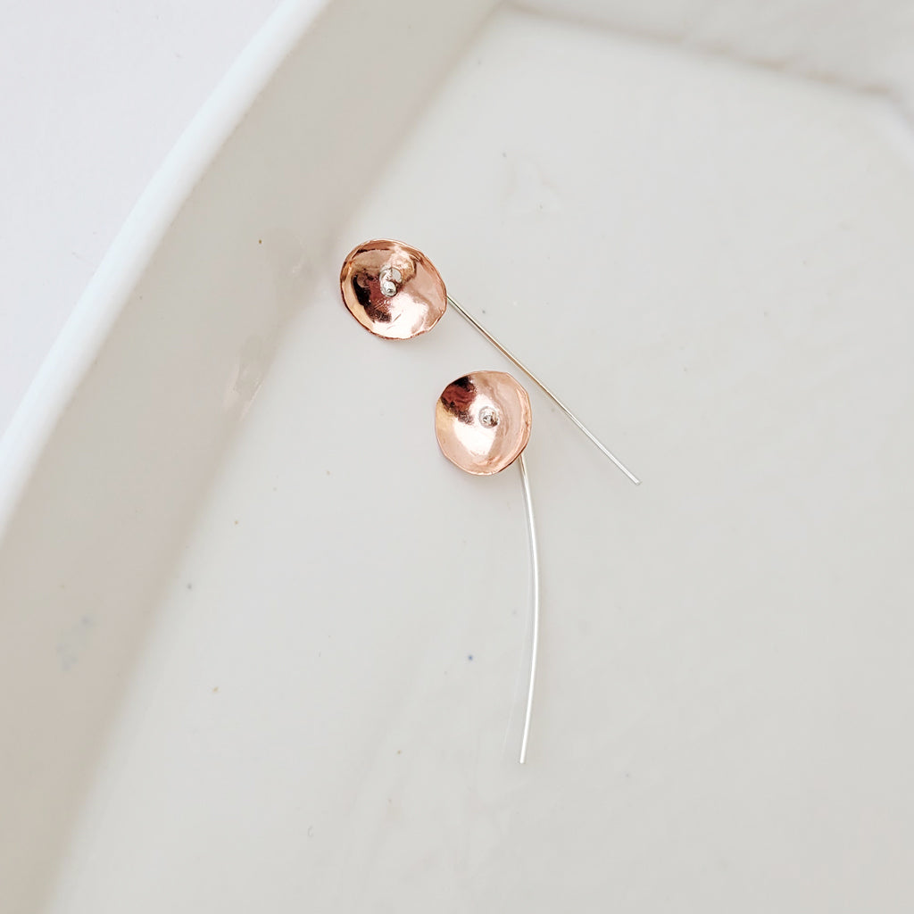 Quiet Bloom - Handmade Copper and Sterling Earrings