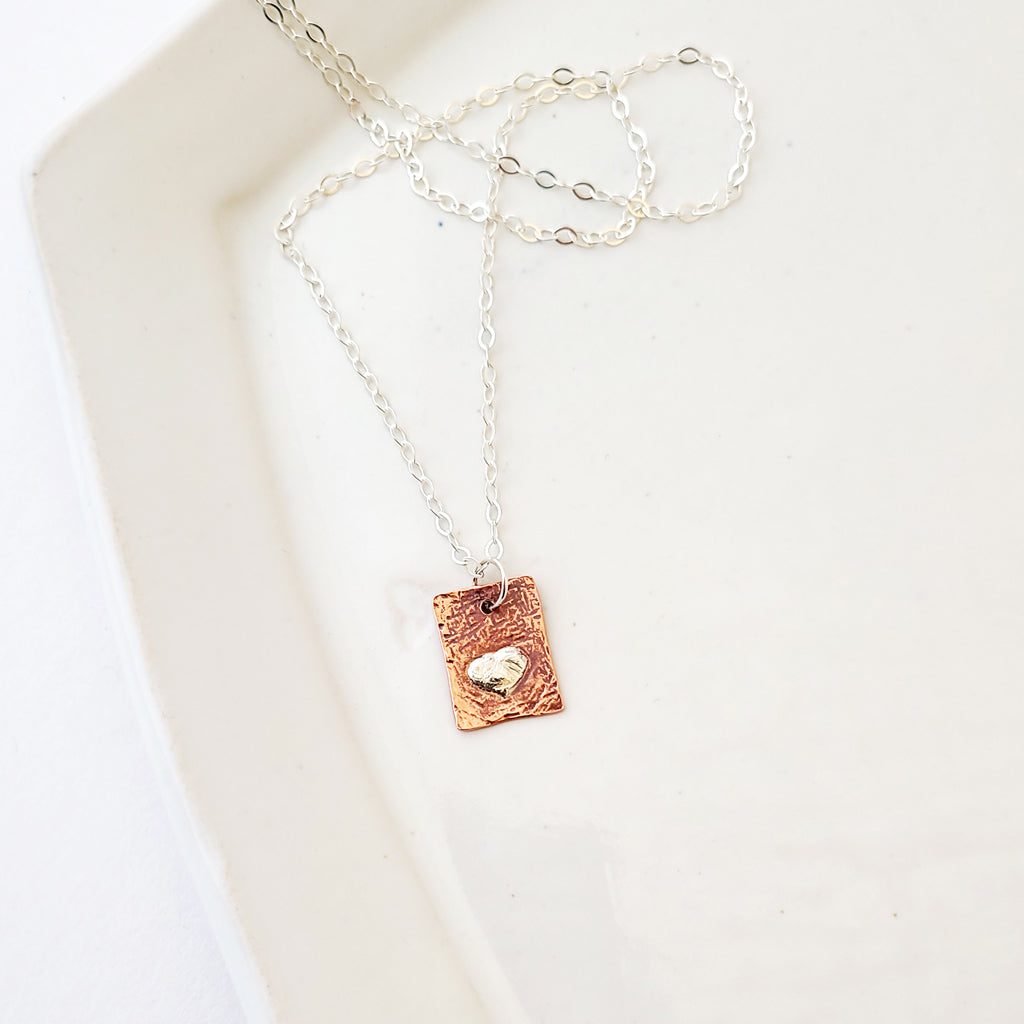 Tiny Heart, Lots of Love - Handmade Sterling and Copper Necklace