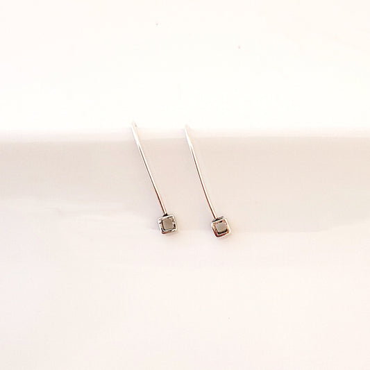 Tiny Stepping Stone in Sterling - Earrings