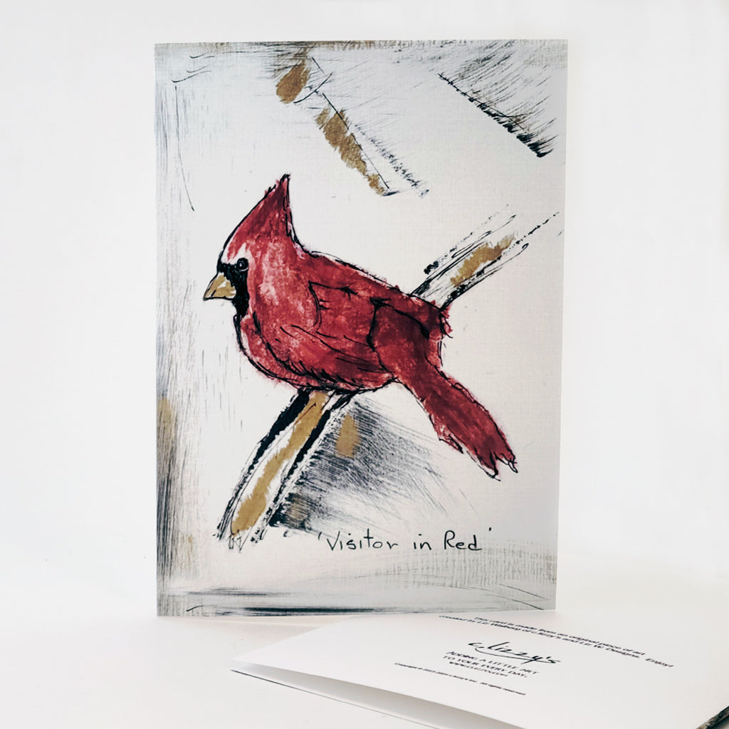 Visitor in Red - Artful Greeting Card