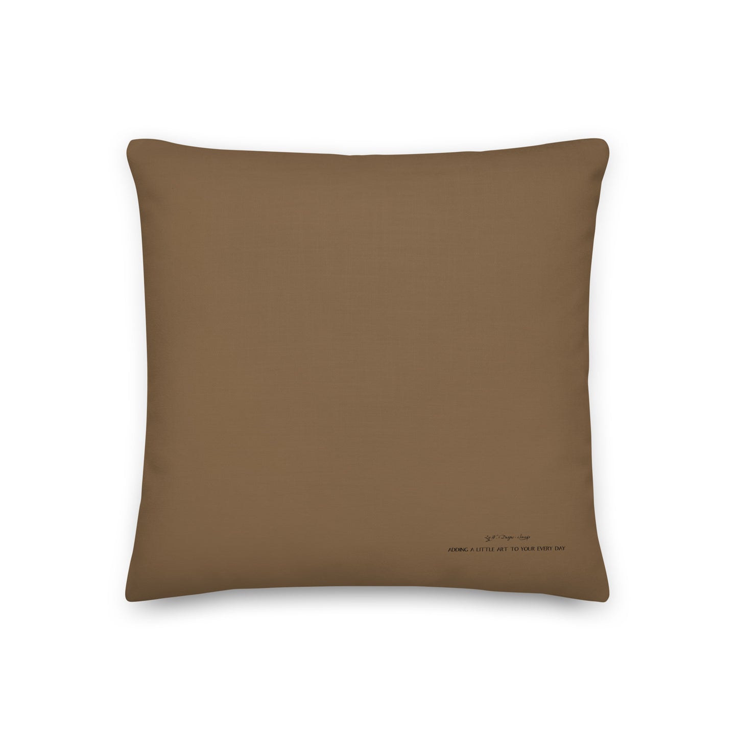 Hotel Bison I - Artful, Decorative Throw Pillow with bison roaming under Hotel Bison sign in abstract downtown setting. Original art on pillow.