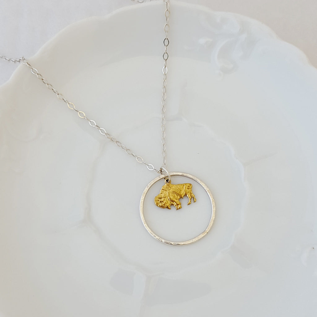 Bison Circle of Pride in Sterling - Necklace