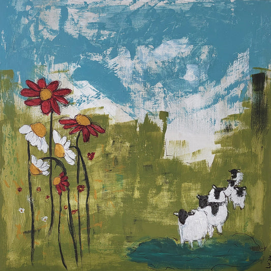 A Cool Drink of Water – Mixed Media Wall Art | Wood Panel Base