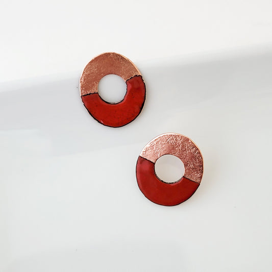 A Dip in Red - Post Earrings