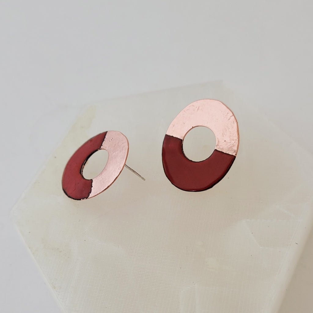 A Dip in Red - Post Earrings