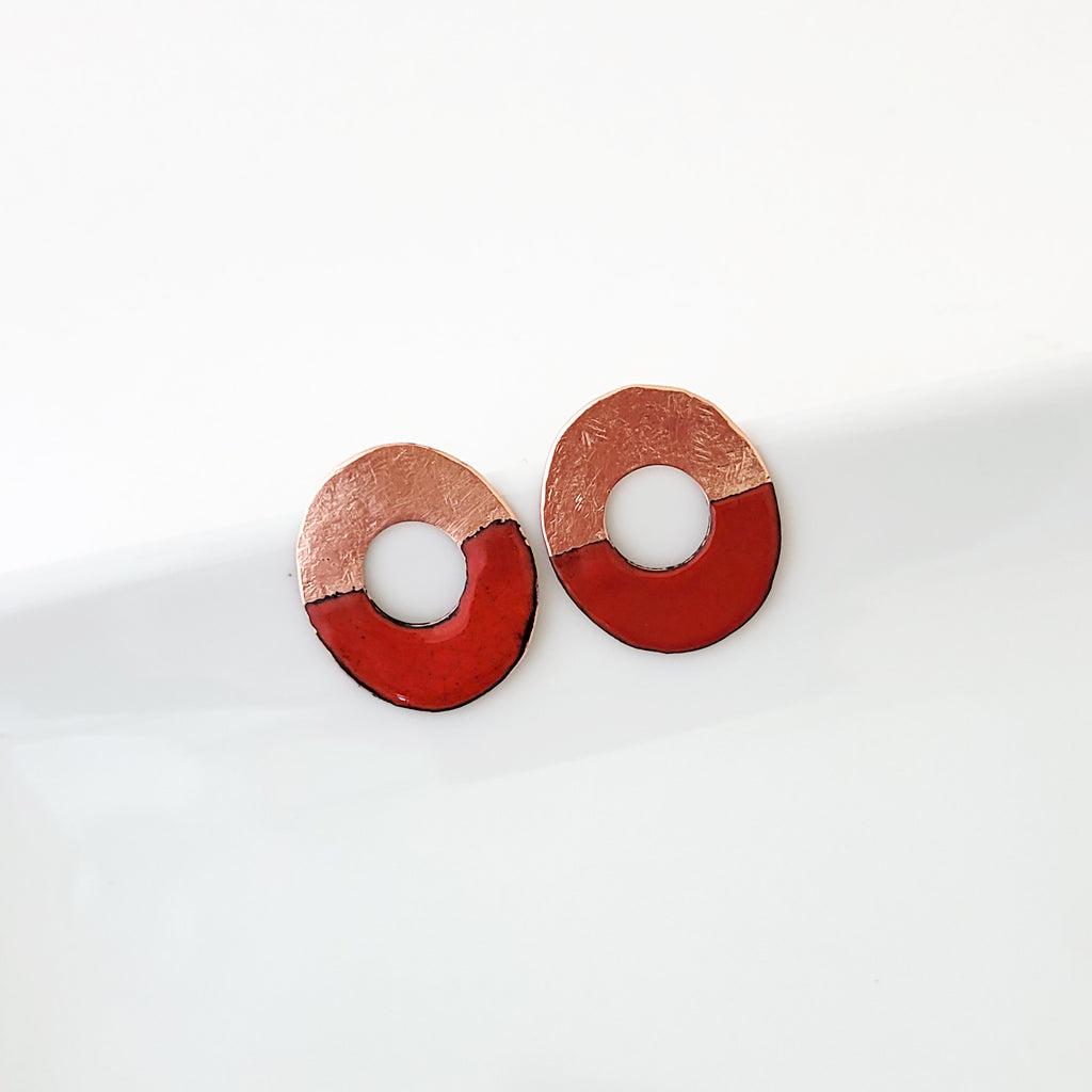 A Dip in Red - Post Earrings