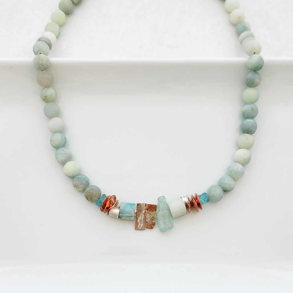 All Aqua in a Row - One of a Kind - Necklace