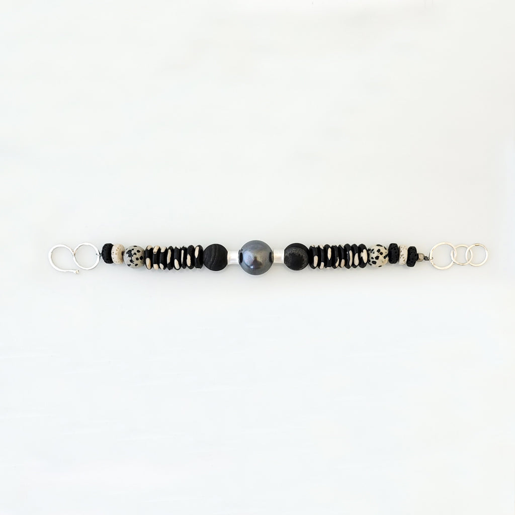 Arty Line-Up in Sterling and Charcoal II - Bracelet