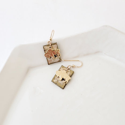 Birch Bark and Bison I - Earrings