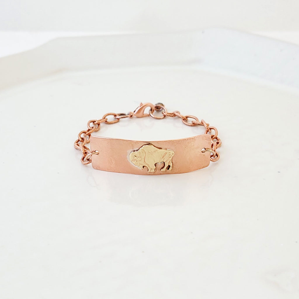 Bison Strength on Copper Prairie - Copper Bracelet