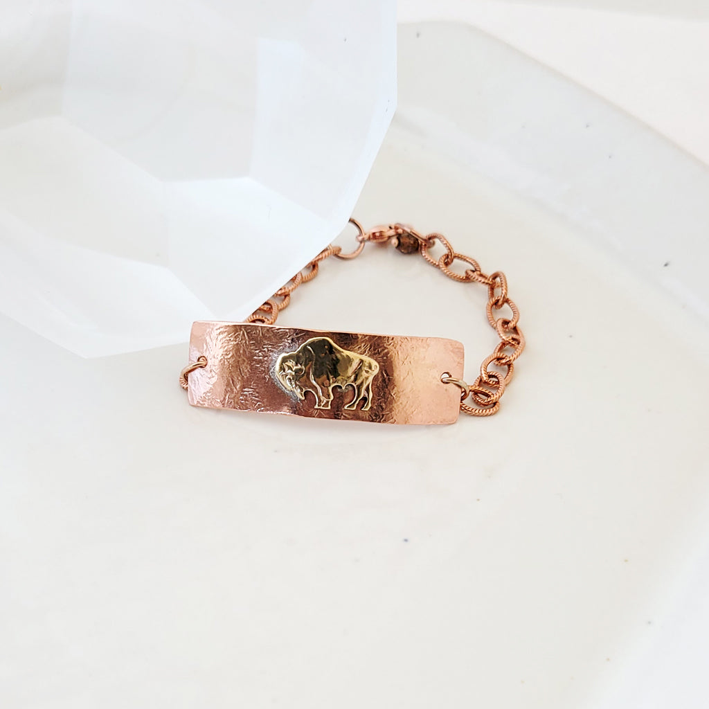 Bison Strength on Copper Prairie - Copper Bracelet