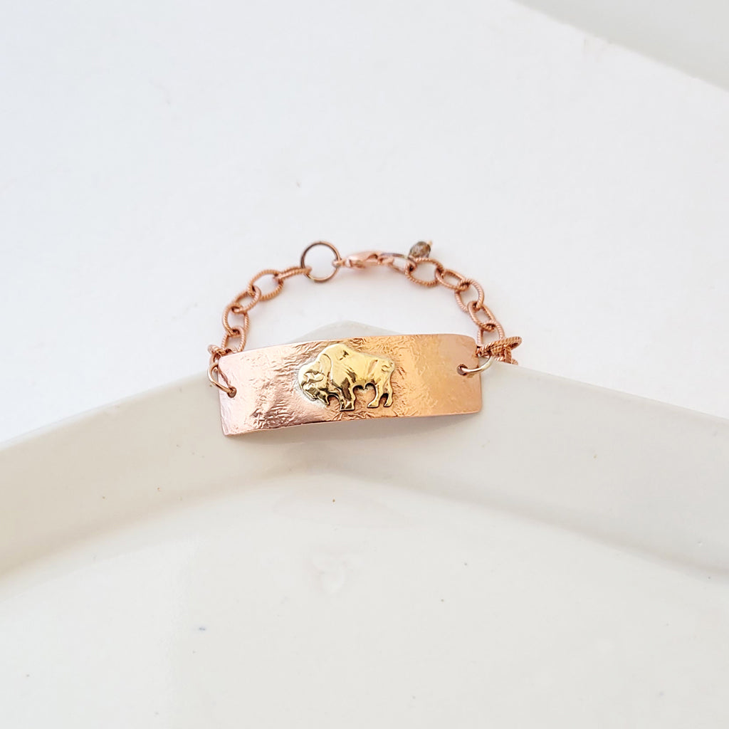 Bison Strength on Copper Prairie - Copper Bracelet
