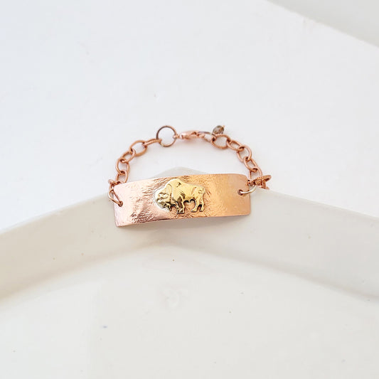 Bison Strength on Copper Prairie - Copper Bracelet