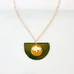 Bison on the Green and Gold - Necklace