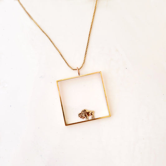 Bison on the Square I - Handmade Necklace