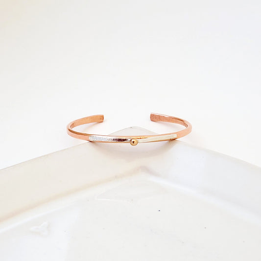 Bronze at Center - Copper, Sterling and Bronze Bracelet