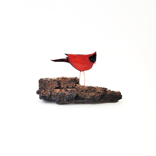 Cardinal on Its Perch I – Heritage Series Cottonwood and Copper Wall Art