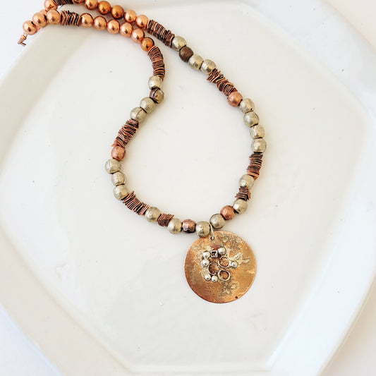 Catching Sterling Drops - One of a Kind Sterling Silver and Copper Necklace