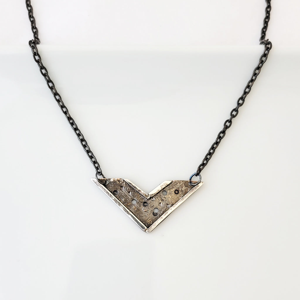 Charcoal Chevron - One of a Kind - Necklace